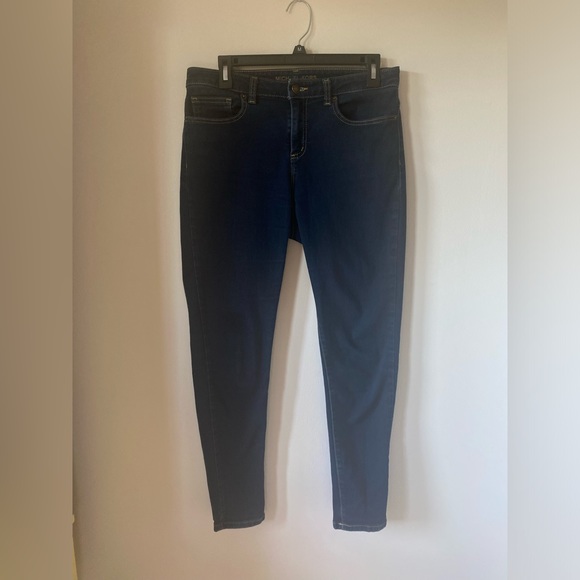 Micheal Kors Izzy Skinny Leg Mid-Rise Denim Dark Blue Jeans - Picture 3 of 9